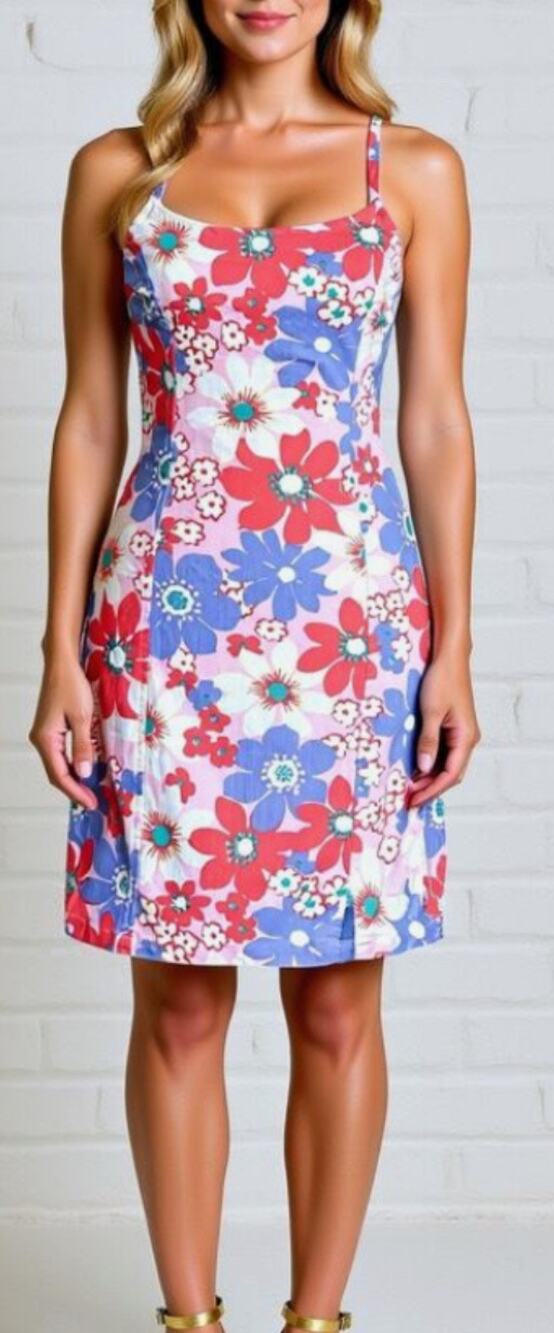 Cabana Floral Summer Dress Size M Spaghetti Strap Tropical Print Casual Shift
